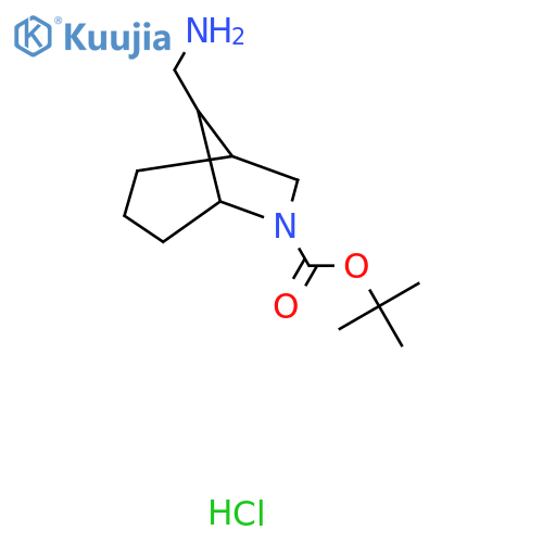 tert-butyl 8-(aminomethyl)-6-azabicyclo3.2.1octane-6-carboxylate hydrochloride structure