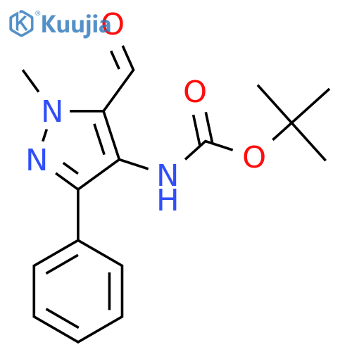 tert-butyl N-(5-formyl-1-methyl-3-phenyl-1H-pyrazol-4-yl)carbamate structure
