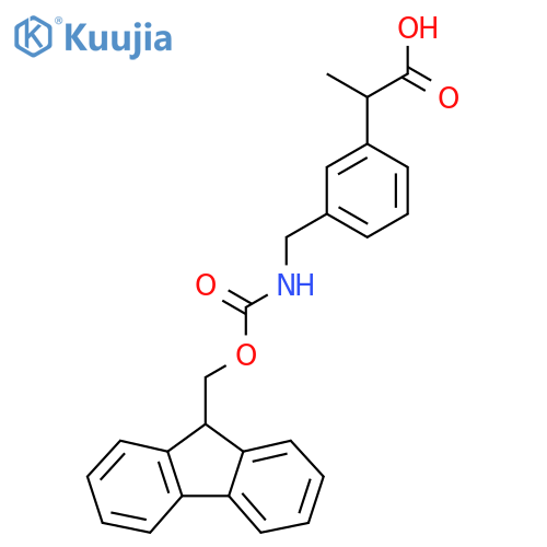 2-{3-({(9H-fluoren-9-yl)methoxycarbonyl}amino)methylphenyl}propanoic acid structure