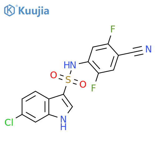 6-chloro-N-(4-cyano-2,5-difluorophenyl)-1H-indole-3-sulfonamide structure