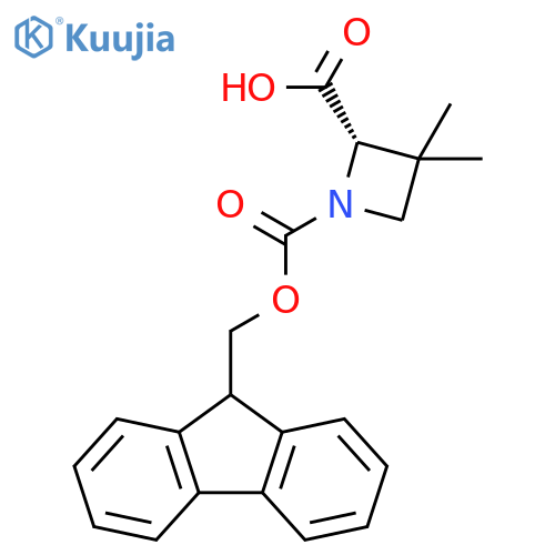 (2S)-1-(9H-fluoren-9-ylmethoxycarbonyl)-3,3-dimethyl-azetidine-2-carboxylic acid structure