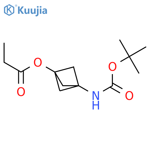 3-{[(tert-butoxy)carbonyl]amino}bicyclo[1.1.1]pentan-1-yl propanoate structure