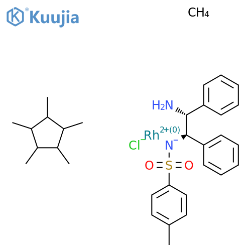 [N-[(1R,2R)-2-(amino-κN)-1,2-diphenylethyl]-4-methylbenzenesulfonamidato-κN]chloro[(1,2,3,4,5-η)-1,2,3,4,5-pentamethyl-2,4-cyclopentadien-1-yl]-rhodium Stereoisomer structure