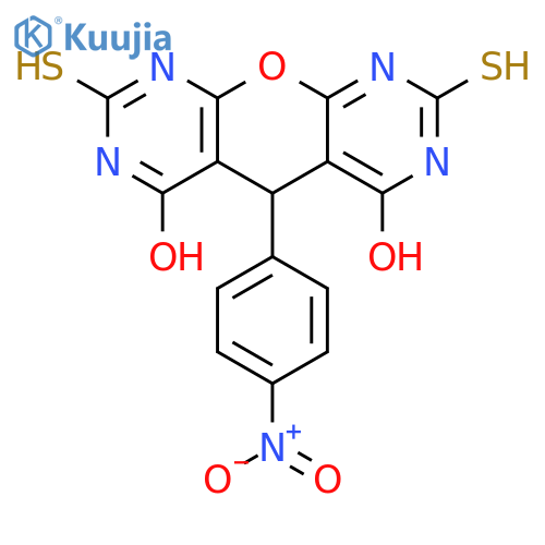 5-(4-Nitrophenyl)-4,6-dihydroxy-2,8-disulfanyl-5H-pyrano[2,3-d:6,5-d']dipyrimidine structure
