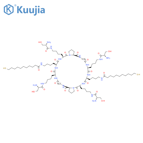 Cyclo[glycyl-N6-L-seryl-L-lysyl-N6-(11-mercapto-1-oxoundecyl)-L-lysyl-N6-L-seryl-L-lysyl-L-prolylglycyl-N6-L-seryl-L-lysyl-N6-(11-mercapto-1-oxoundecyl)-L-lysyl-N6-L-seryl-L-lysyl-L-prolyl] structure