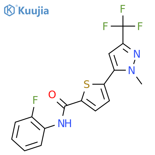 2-Thiophenecarboxamide,N-(2-fluorophenyl)-5-[1-methyl-3-(trifluoromethyl)-1H-pyrazol-5-yl]- structure