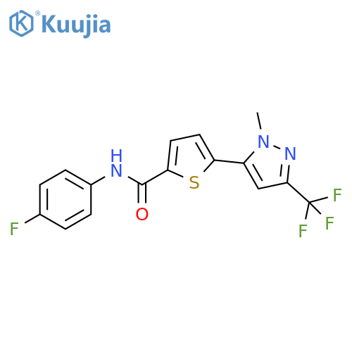 2-Thiophenecarboxamide,N-(4-fluorophenyl)-5-[1-methyl-3-(trifluoromethyl)-1H-pyrazol-5-yl]- structure