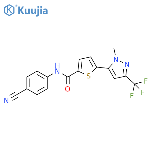 2-Thiophenecarboxamide,N-(4-cyanophenyl)-5-[1-methyl-3-(trifluoromethyl)-1H-pyrazol-5-yl]- structure