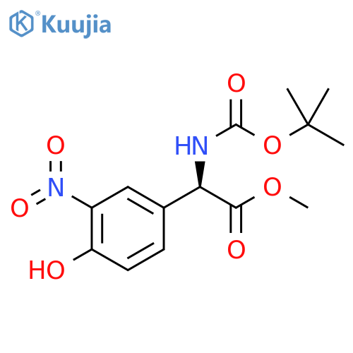 Methyl (2R)-2-{[(tert-butoxy)carbonyl]amino}-2-(4-hydroxy-3-nitrophenyl)acetate structure