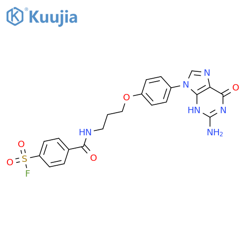 Benzenesulfonylfluoride,4-[[[3-[4-(2-amino-1,6-dihydro-6-oxo-9H-purin-9-yl)phenoxy]propyl]amino]carbonyl]- structure