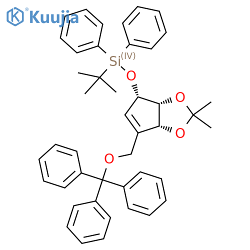tert-butyl(((3aR,4S,6aR)-2,2-dimethyl-6-((trityloxy)methyl)-4,6a-dihydro-3aH-cyclopenta[d][1,3]dioxol-4-yl)oxy)diphenylsilane structure