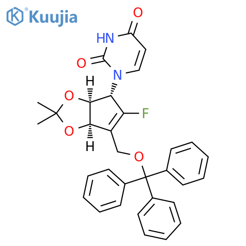 1-[(3aS,4S,6aR)-5-Fluoro-3a,6a-dihydro-2,2-dimethyl-6-[(triphenylmethoxy)methyl]-4H-cyclopenta-1,3-dioxol-4-yl]-2,4(1H,3H)-pyrimidinedione structure