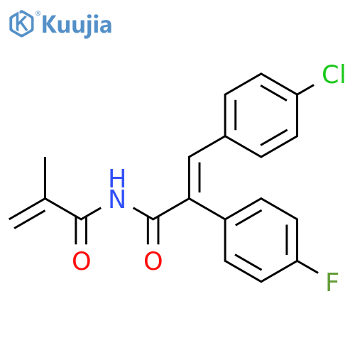 N-[(E)-3-(4-chlorophenyl)-2-(4-fluorophenyl)prop-2-enoyl]-2-methyl-prop-2-enamide structure