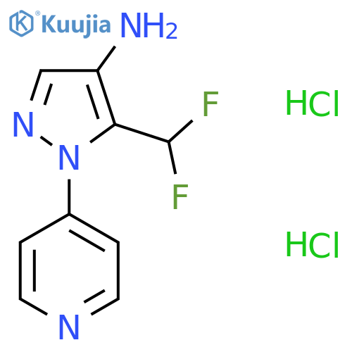 5-(Difluoromethyl)-1-pyridin-4-ylpyrazol-4-amine;dihydrochloride structure