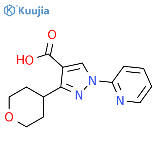 3-(oxan-4-yl)-1-(pyridin-2-yl)-1H-pyrazole-4-carboxylic acid structure