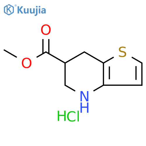 Thieno[3,2-b]pyridine-6-carboxylic acid, 4,5,6,7-tetrahydro-, methyl ester, hydrochloride (1:1) structure