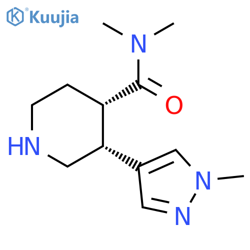 rac-(3R,4S)-N,N-dimethyl-3-(1-methyl-1H-pyrazol-4-yl)piperidine-4-carboxamide structure