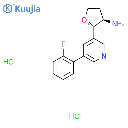 rac-(2R,3S)-2-5-(2-fluorophenyl)pyridin-3-yloxolan-3-amine dihydrochloride, trans structure