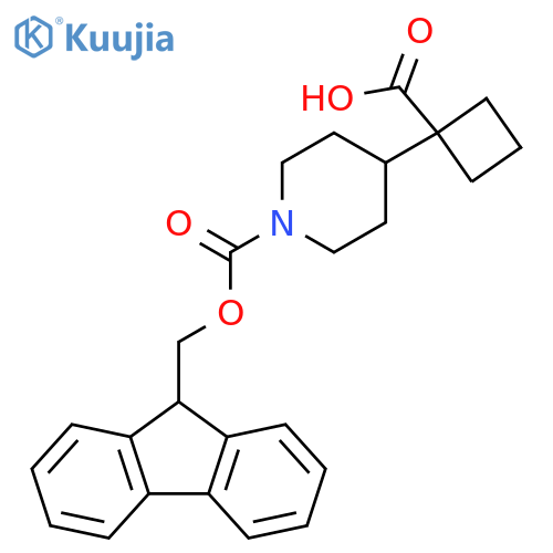 1-(1-{(9H-fluoren-9-yl)methoxycarbonyl}piperidin-4-yl)cyclobutane-1-carboxylic acid structure