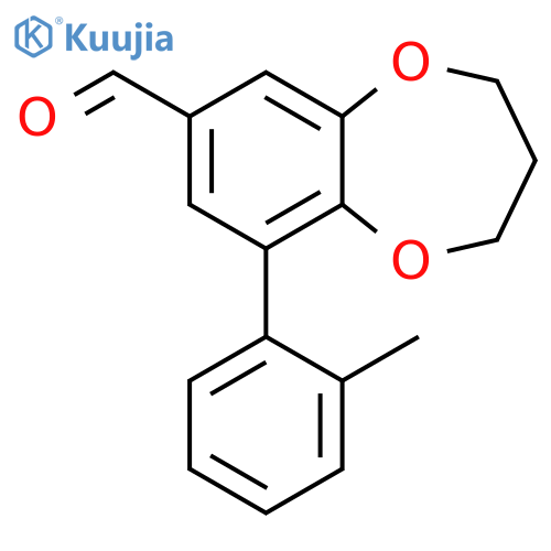 9-(2-methylphenyl)-3,4-dihydro-2H-1,5-benzodioxepine-7-carbaldehyde structure