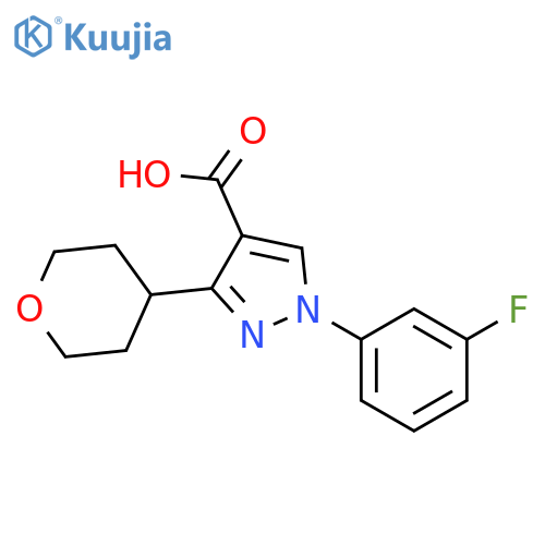1-(3-fluorophenyl)-3-(oxan-4-yl)-1H-pyrazole-4-carboxylic acid structure