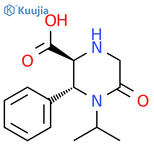rac-(2R,3S)-5-oxo-3-phenyl-4-(propan-2-yl)piperazine-2-carboxylic acid structure