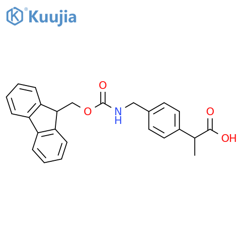 2-{4-({(9H-fluoren-9-yl)methoxycarbonyl}amino)methylphenyl}propanoic acid structure
