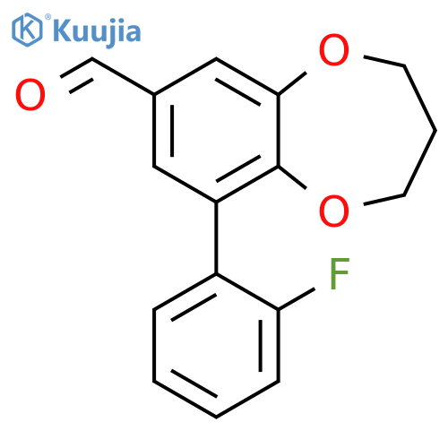 9-(2-fluorophenyl)-3,4-dihydro-2H-1,5-benzodioxepine-7-carbaldehyde structure