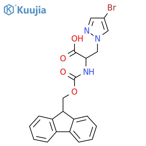 3-(4-bromo-1H-pyrazol-1-yl)-2-({[(9H-fluoren-9-yl)methoxy]carbonyl}amino)propanoic acid structure