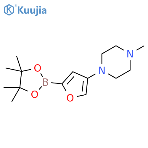 1-methyl-4-(5-(4,4,5,5-tetramethyl-1,3,2-dioxaborolan-2-yl)furan-3-yl)piperazine structure