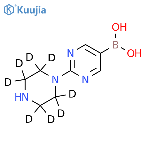 (2-(piperazin-1-yl-2,2,3,3,5,5,6,6-d8)pyrimidin-5-yl)boronic acid structure
