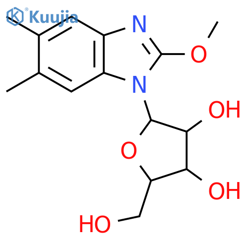 Benzimidazole,2-methoxy-5,6-dimethyl-1-b-D-ribofuranosyl- (8CI) structure