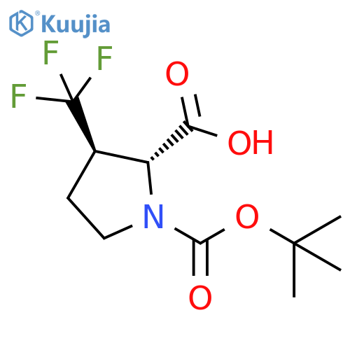 1,2-Pyrrolidinedicarboxylic acid, 3-(trifluoromethyl)-, 1-(1,1-dimethylethyl) ester, (2R,3R)-rel- structure