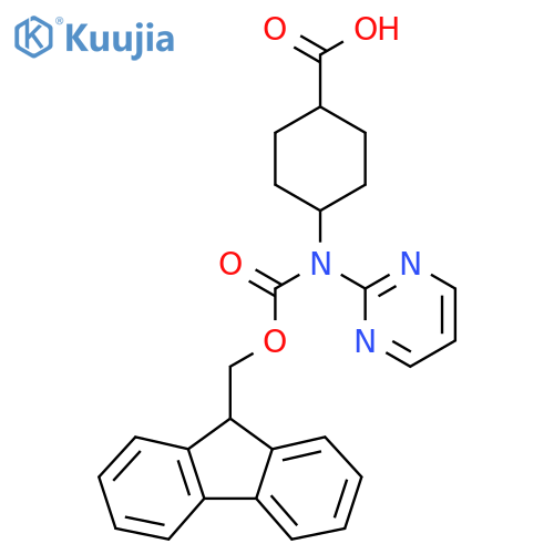 Cyclohexanecarboxylic acid, 4-[[(9H-fluoren-9-ylmethoxy)carbonyl]-2-pyrimidinylamino]-, trans- structure