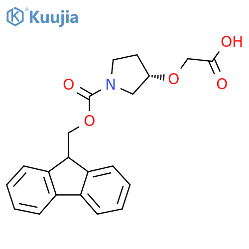 2-{(3S)-1-{(9H-fluoren-9-yl)methoxycarbonyl}pyrrolidin-3-yloxy}acetic acid structure