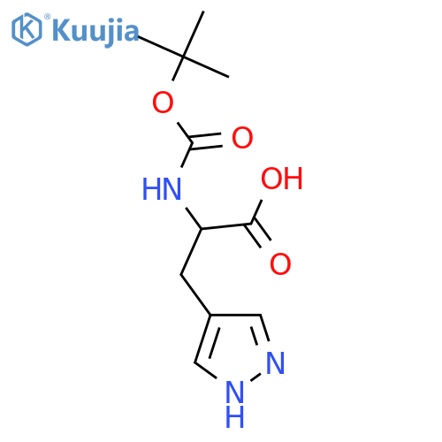 2-{(tert-butoxy)carbonylamino}-3-(1H-pyrazol-4-yl)propanoic acid structure