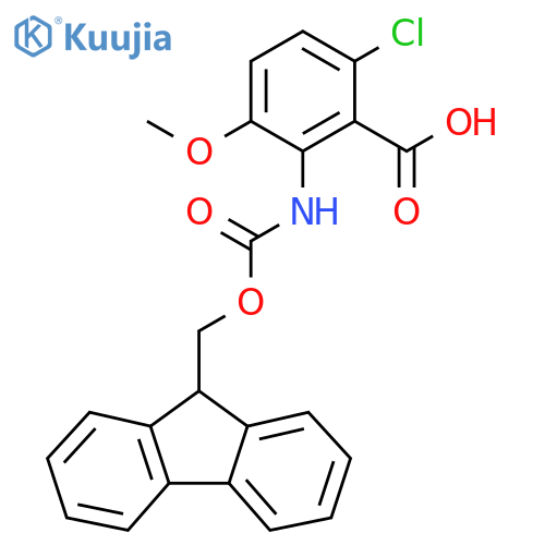 6-chloro-2-({[(9H-fluoren-9-yl)methoxy]carbonyl}amino)-3-methoxybenzoic acid structure