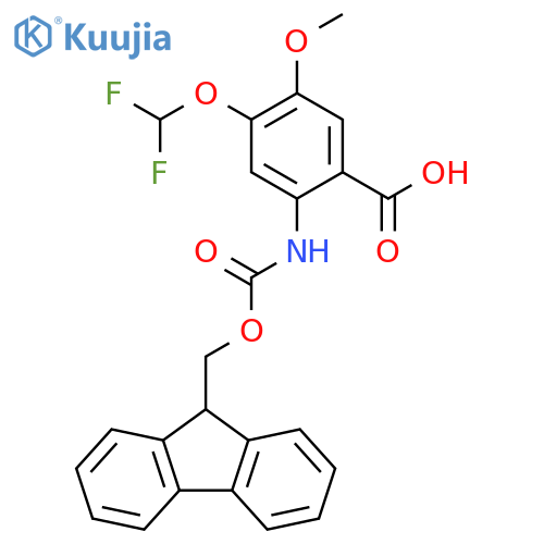 4-(difluoromethoxy)-2-({(9H-fluoren-9-yl)methoxycarbonyl}amino)-5-methoxybenzoic acid structure