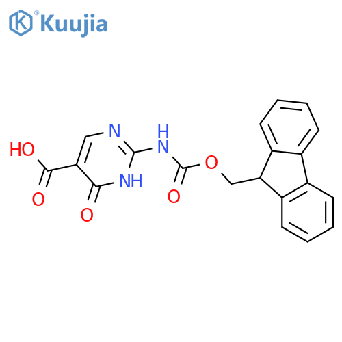 2-({[(9H-fluoren-9-yl)methoxy]carbonyl}amino)-4-hydroxypyrimidine-5-carboxylic acid structure