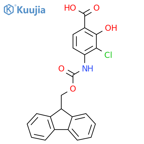 3-chloro-4-({[(9H-fluoren-9-yl)methoxy]carbonyl}amino)-2-hydroxybenzoic acid structure