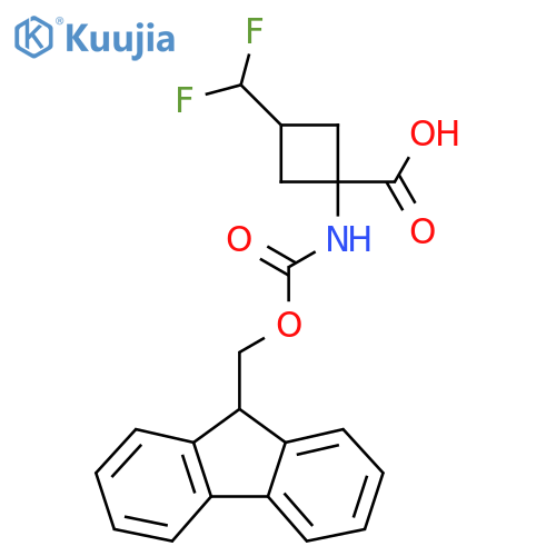 1-((((9H-Fluoren-9-yl)methoxy)carbonyl)amino)-3-(difluoromethyl)cyclobutane-1-carboxylic acid structure
