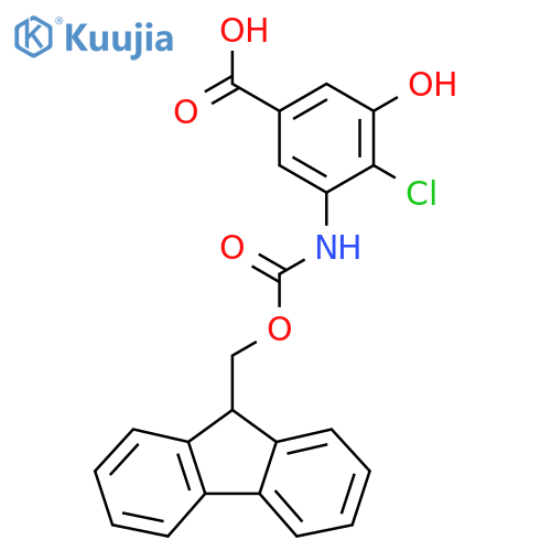 4-chloro-3-({[(9H-fluoren-9-yl)methoxy]carbonyl}amino)-5-hydroxybenzoic acid structure