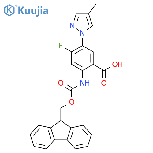 Benzoic acid, 2-[[(9H-fluoren-9-ylmethoxy)carbonyl]amino]-4-fluoro-5-(4-methyl-1H-pyrazol-1-yl)- structure