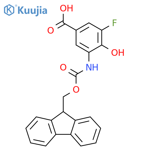3-({[(9H-fluoren-9-yl)methoxy]carbonyl}amino)-5-fluoro-4-hydroxybenzoic acid structure