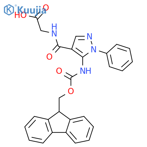 2-{[5-({[(9H-fluoren-9-yl)methoxy]carbonyl}amino)-1-phenyl-1H-pyrazol-4-yl]formamido}acetic acid structure