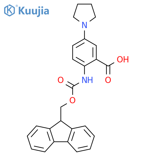 2-({(9H-fluoren-9-yl)methoxycarbonyl}amino)-5-(pyrrolidin-1-yl)benzoic acid structure