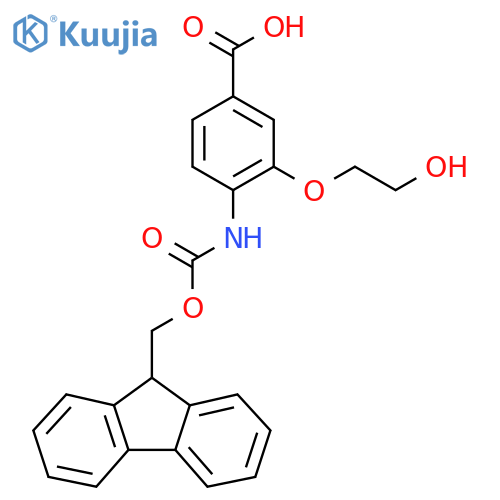 4-({[(9H-fluoren-9-yl)methoxy]carbonyl}amino)-3-(2-hydroxyethoxy)benzoic acid structure