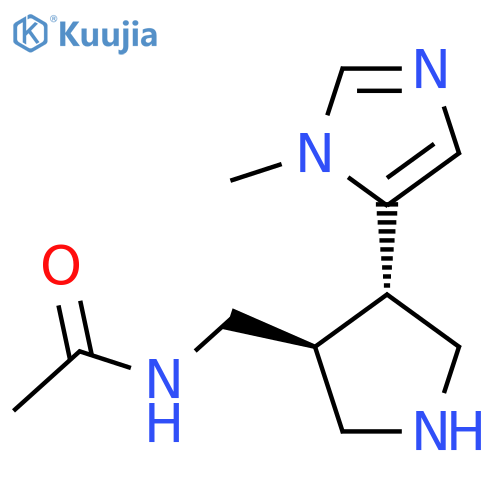 rac-N-{[(3R,4R)-4-(1-methyl-1H-imidazol-5-yl)pyrrolidin-3-yl]methyl}acetamide structure