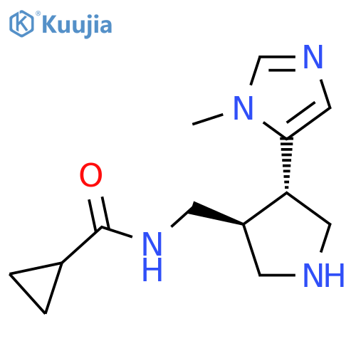 rac-N-{[(3R,4R)-4-(1-methyl-1H-imidazol-5-yl)pyrrolidin-3-yl]methyl}cyclopropanecarboxamide structure