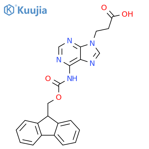 3-[6-({[(9H-fluoren-9-yl)methoxy]carbonyl}amino)-9H-purin-9-yl]propanoic acid structure